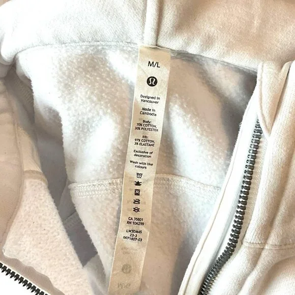 Lululemon Scuba Oversized 1/2 Zip Hoodie White Size M / L Pullover Sweatshirt - Picture 8 of 9